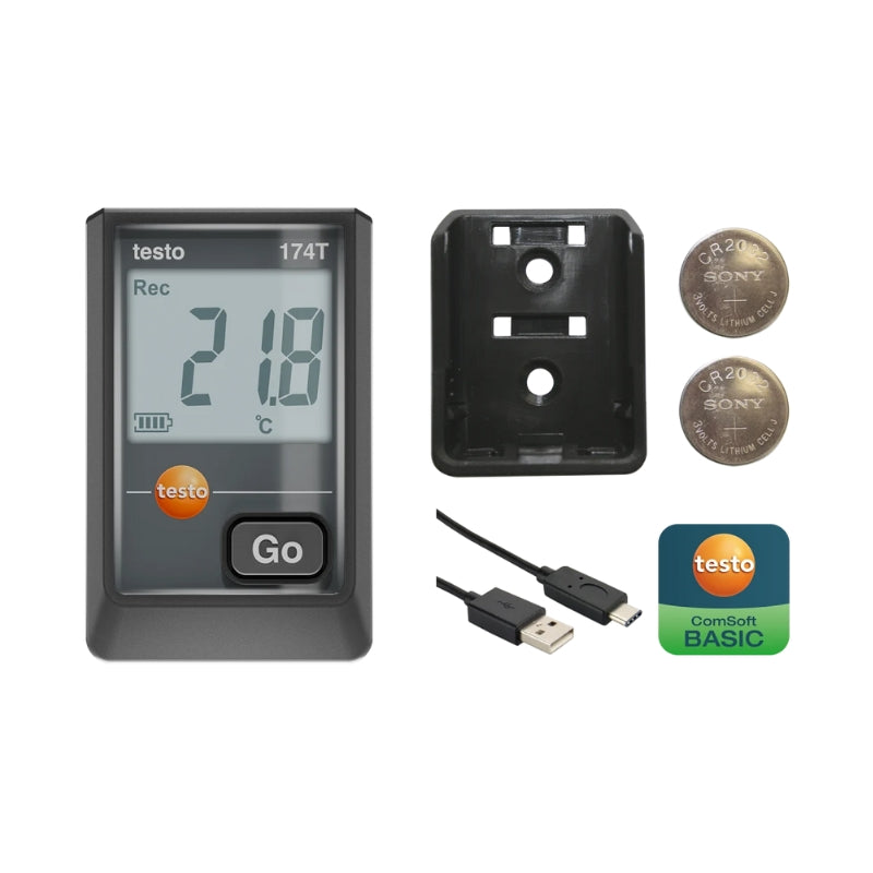 Testo 174 T – Mini Temperature Data Logger with USB-C and PC Software (Black)