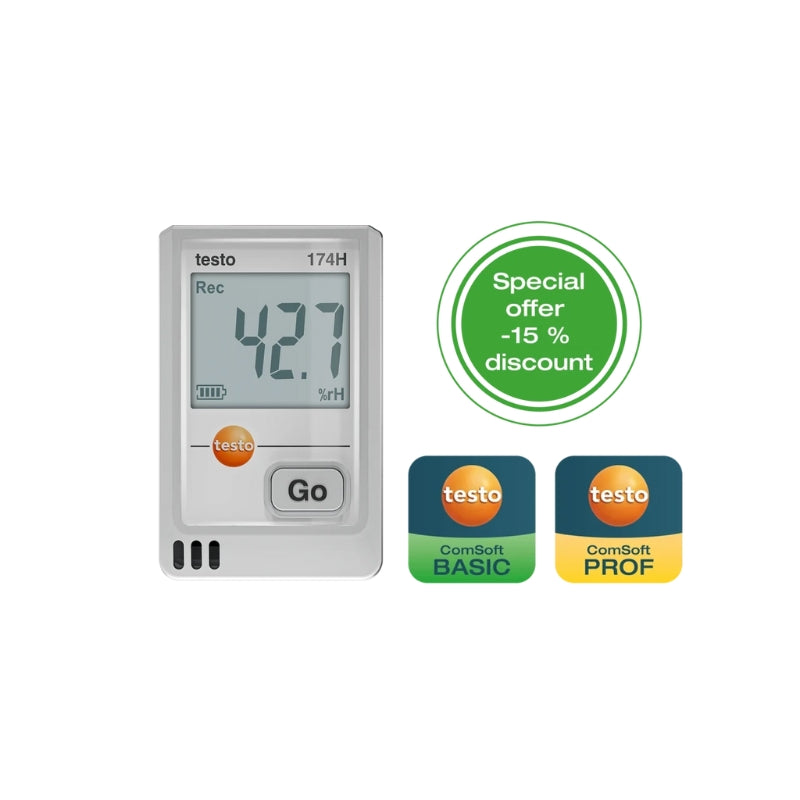 Testo 174 H – Mini Data Logger for Temperature and Humidity with USB-C and PC Software