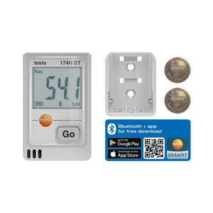 Testo 174 H BT – Mini Data Logger for Temperature and Humidity with Bluetooth® and App Connection (White)