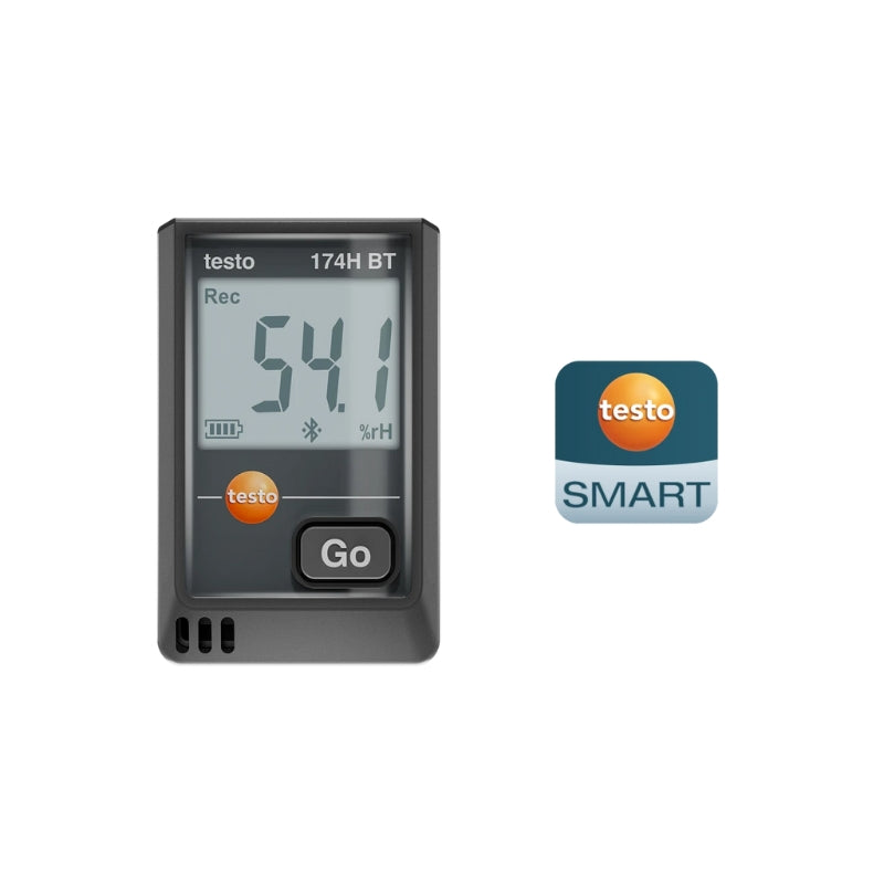 Testo 174 H BT – Mini Data Logger for Temperature and Humidity with Bluetooth® and App Connection (Black)