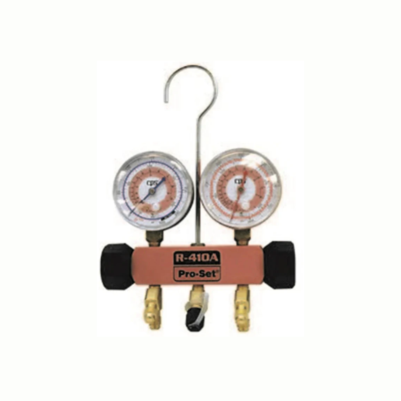 CPS 2-Valve Pro-Set Pink Body Manifold and Gauge 5/16" SAE R410A MCB