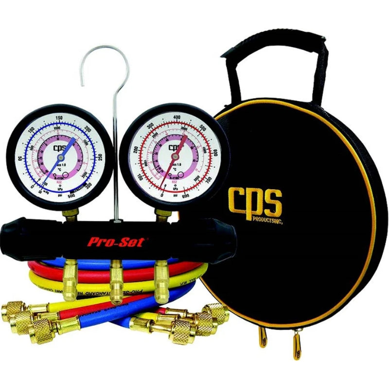 CPS WorkingMan 2-Valve R410A/R32 Manifold Gauge Set with 5&#39; Hoses MT11B7J5