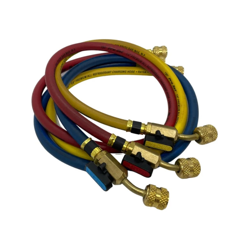 CPS Pro-Set Premium Refrigerant Hoses 5&#39; with 45° Ball Fitting Valve R410A HJ5E