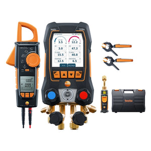 testo 558s Smart Vacuum Kit with clamp meter digital manifold with clamp meter and wireless temperature and vacuum probes - Full Kit