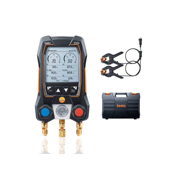 testo 550s Basic Kit Smart digital manifold fixed cable clamp temp pro ...